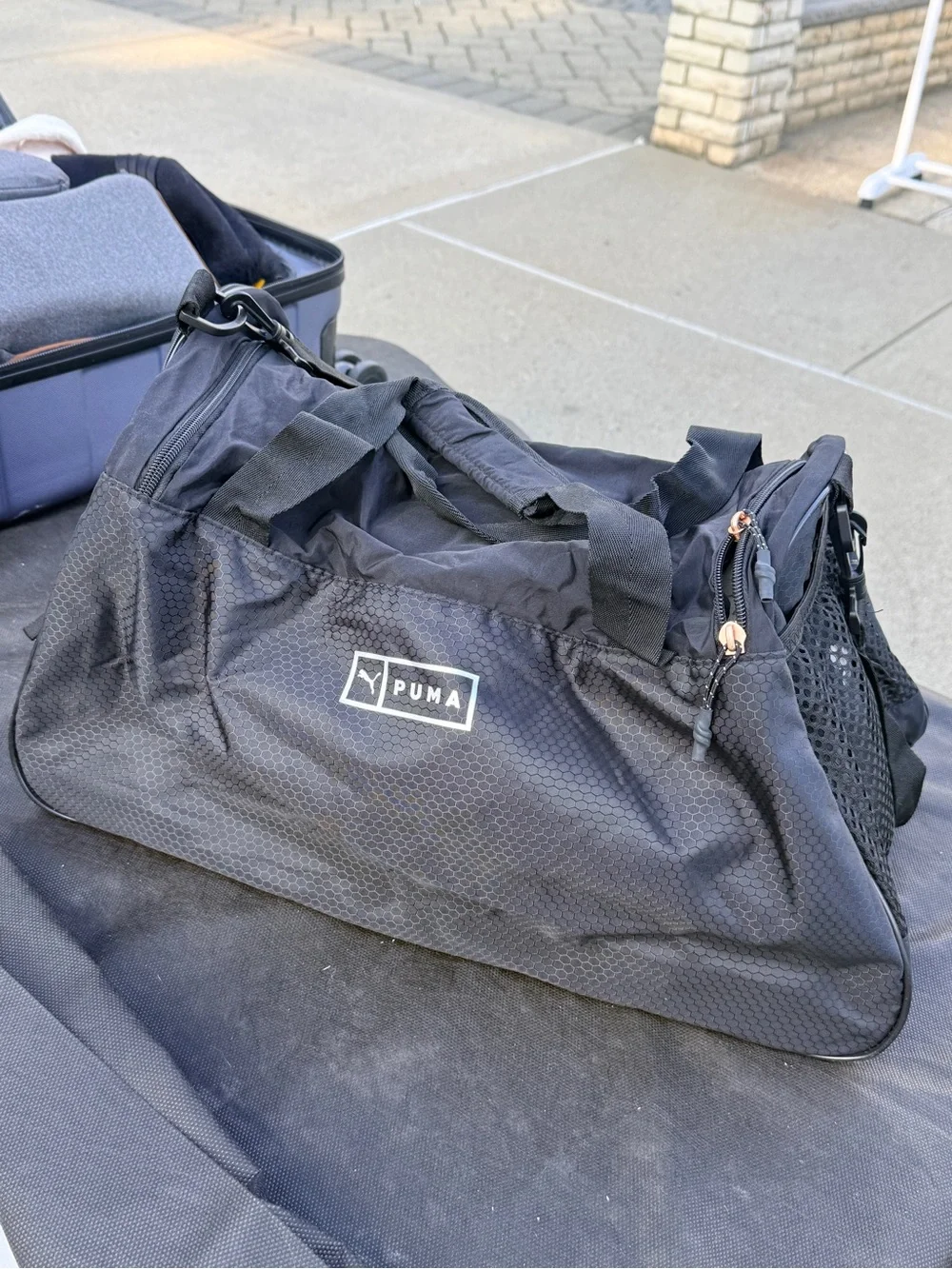 PUMA Black Duffel Bag with White Logo